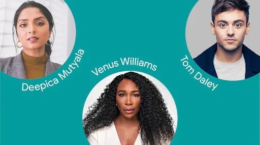 Deepica Mutyala, Venus Williams and Tom Daley profile pictures